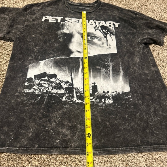 Pet Sematary Horror Movie Poster Mens Black Ice Wash short sleeve T Shirt Size M - Picture 11 of 14